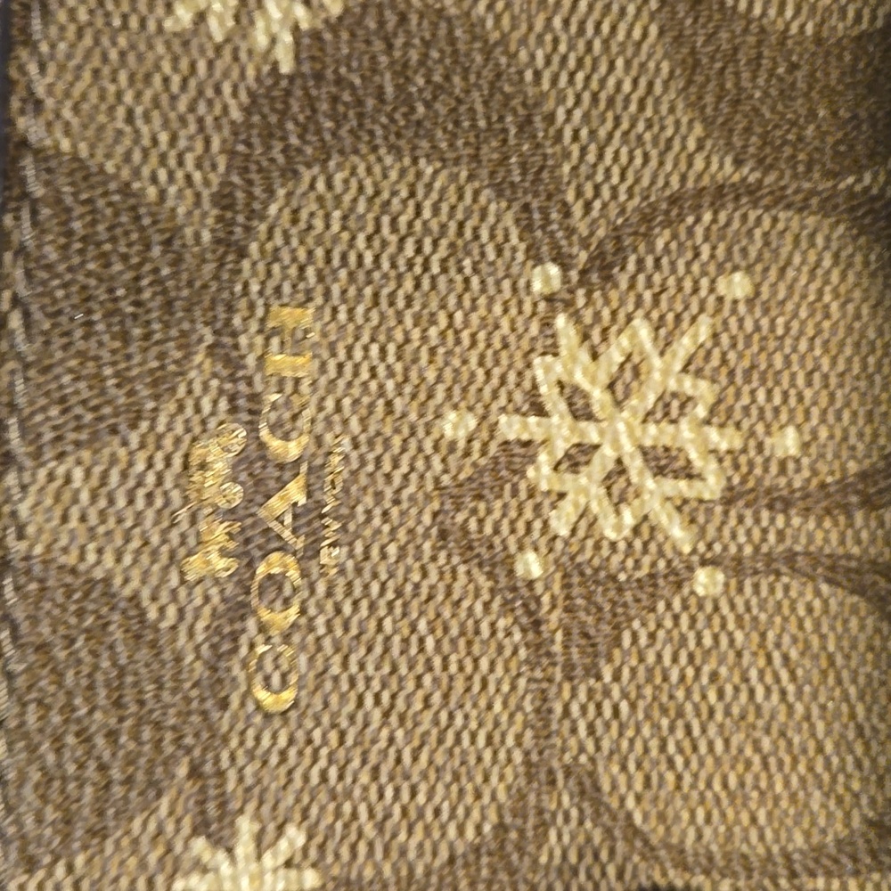 Coach Stylish Brown/Tan Signature Corner Zip Wristlet With Snowflake Accent - Picture 2 of 10
